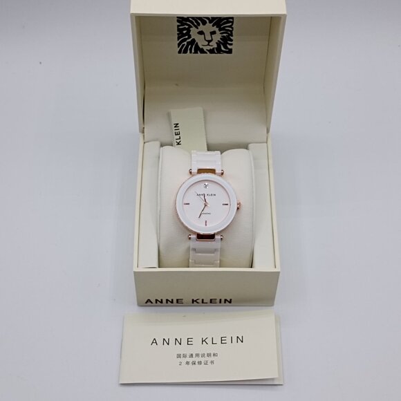 Anne Klein Women\'s Genuine Diamond Dial White Ceramic Band Watch AK/1018RDWT NWT main image 13
